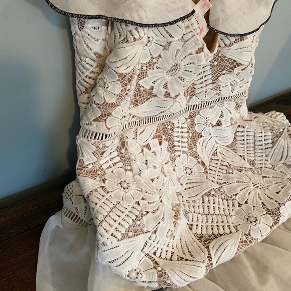 NEW WITH TAGS LACE CREAM AND BLACK DRESS - Picture 4 of 11